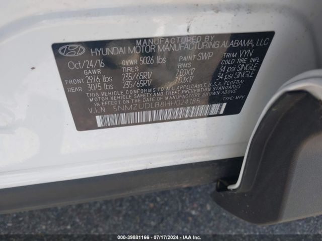 Photo 8 VIN: 5NMZUDLB8HH024185 - HYUNDAI SANTA FE SPORT 