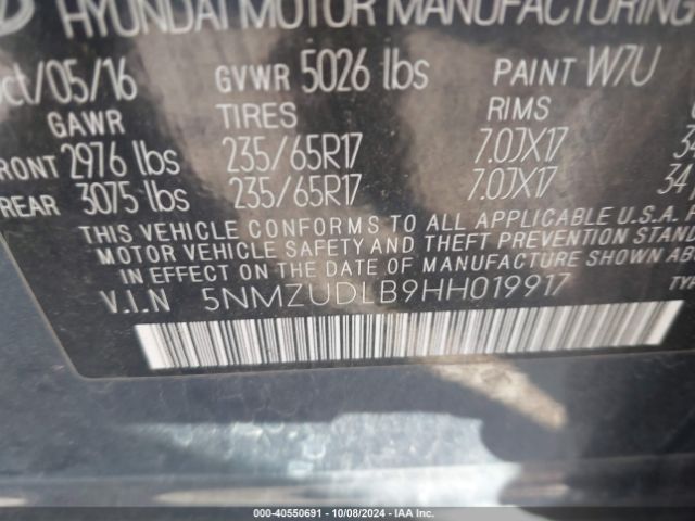 Photo 8 VIN: 5NMZUDLB9HH019917 - HYUNDAI SANTA FE SPORT 