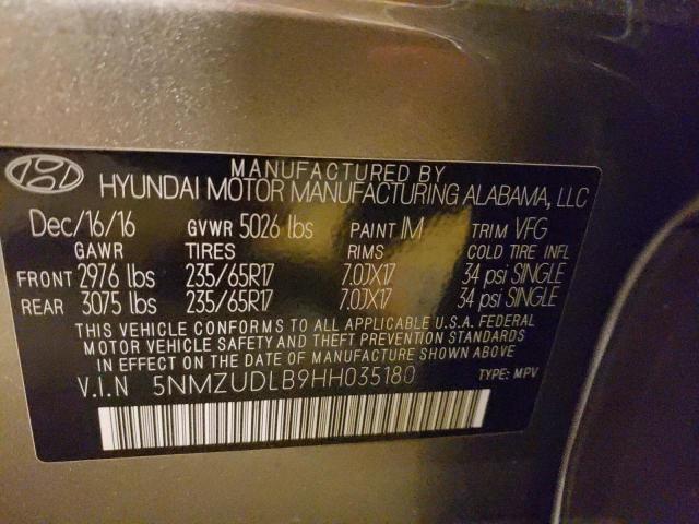 Photo 9 VIN: 5NMZUDLB9HH035180 - HYUNDAI SANTA FE S 