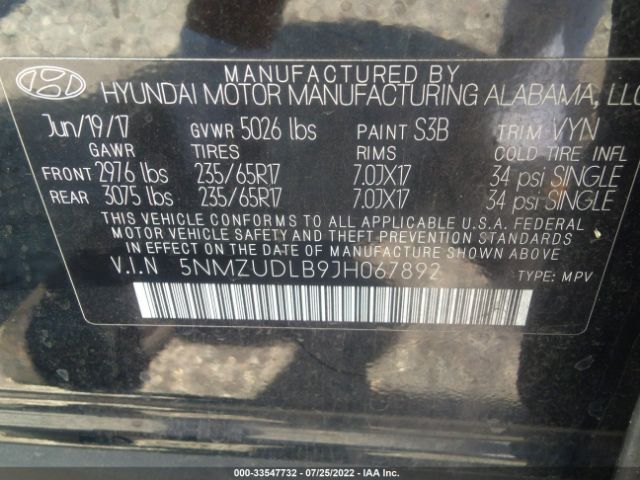 Photo 8 VIN: 5NMZUDLB9JH067892 - HYUNDAI SANTA FE SPORT 