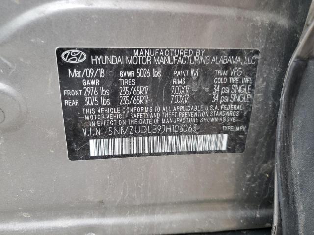 Photo 12 VIN: 5NMZUDLB9JH103063 - HYUNDAI SANTA FE 