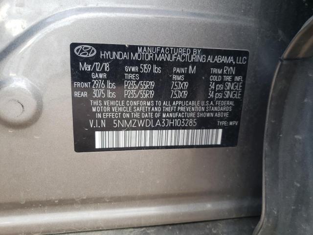 Photo 9 VIN: 5NMZWDLA3JH103285 - HYUNDAI SANTA FE S 