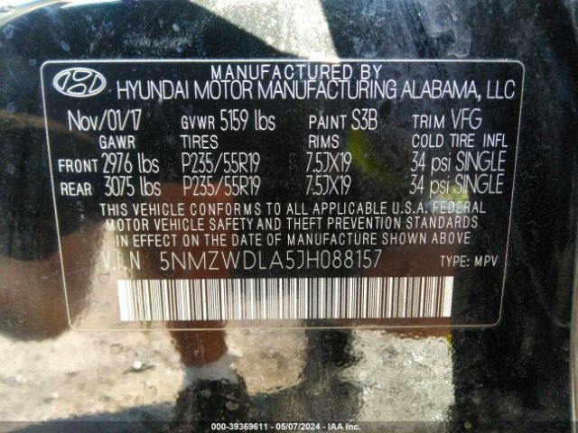 Photo 8 VIN: 5NMZWDLA5JH088157 - HYUNDAI SANTA FE SPORT 