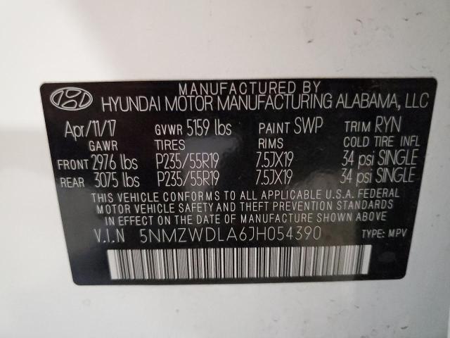 Photo 13 VIN: 5NMZWDLA6JH054390 - HYUNDAI SANTA FE 