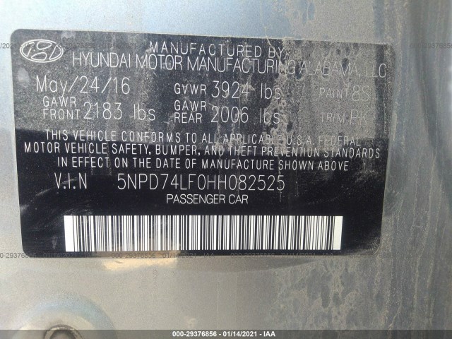 Photo 8 VIN: 5NPD74LF0HH082525 - HYUNDAI ELANTRA 