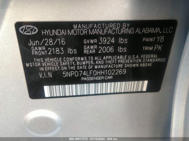 Photo 8 VIN: 5NPD74LF0HH102269 - HYUNDAI ELANTRA 