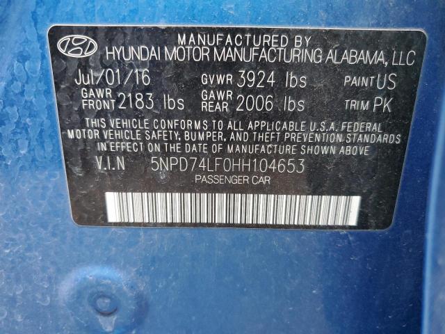 Photo 12 VIN: 5NPD74LF0HH104653 - HYUNDAI ELANTRA 