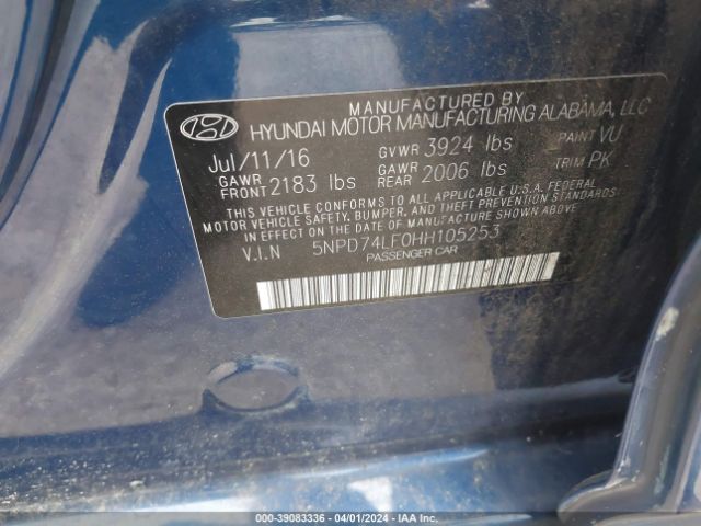 Photo 8 VIN: 5NPD74LF0HH105253 - HYUNDAI ELANTRA 