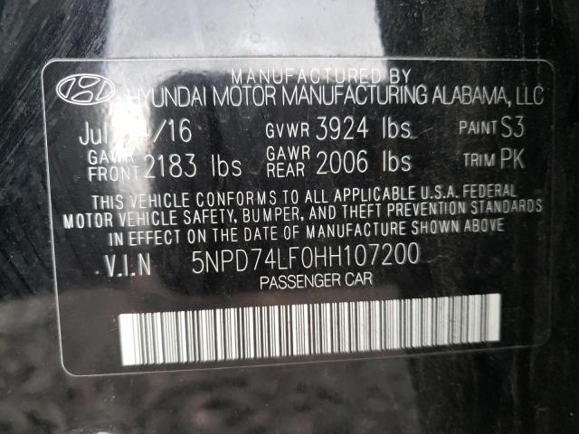 Photo 11 VIN: 5NPD74LF0HH107200 - HYUNDAI ELANTRA SE 