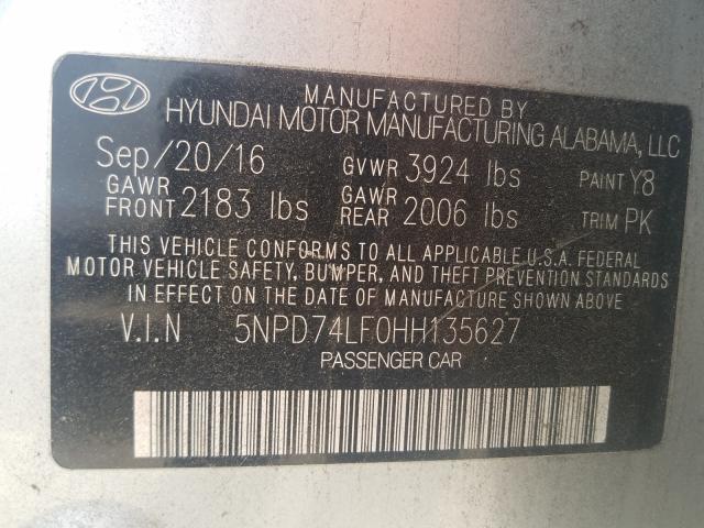 Photo 9 VIN: 5NPD74LF0HH135627 - HYUNDAI ELANTRA SE 