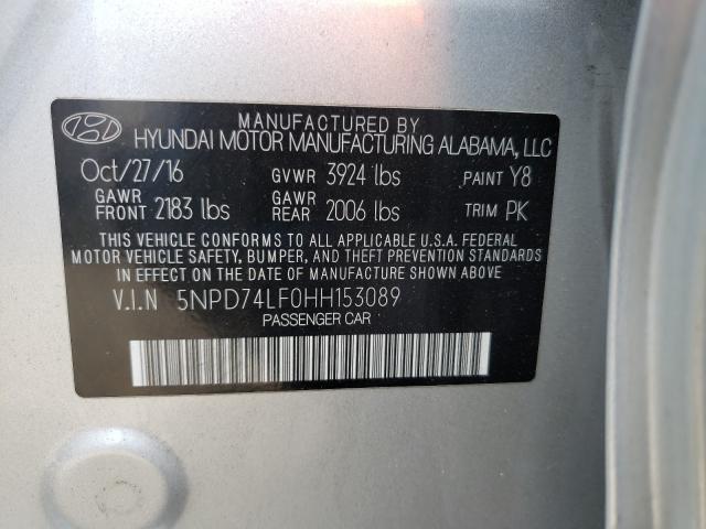 Photo 9 VIN: 5NPD74LF0HH153089 - HYUNDAI ELANTRA SE 