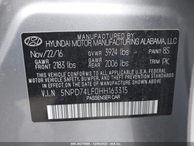 Photo 8 VIN: 5NPD74LF0HH163315 - HYUNDAI ELANTRA 