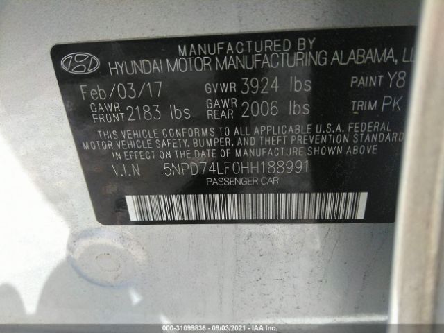 Photo 8 VIN: 5NPD74LF0HH188991 - HYUNDAI ELANTRA 