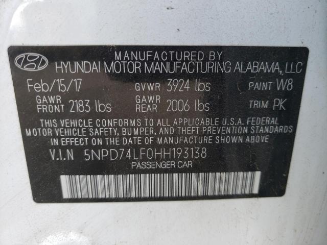 Photo 9 VIN: 5NPD74LF0HH193138 - HYUNDAI ELANTRA SE 