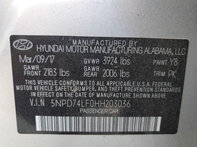 Photo 11 VIN: 5NPD74LF0HH203036 - HYUNDAI ELANTRA SE 