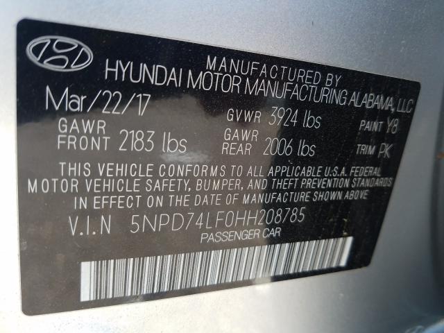 Photo 9 VIN: 5NPD74LF0HH208785 - HYUNDAI ELANTRA SE 