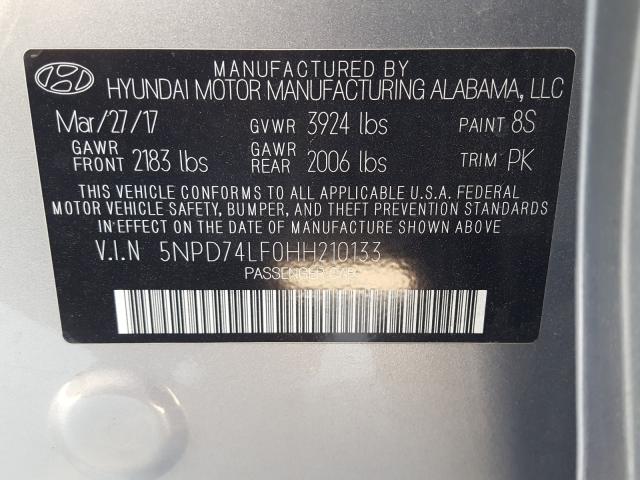 Photo 9 VIN: 5NPD74LF0HH210133 - HYUNDAI ELANTRA SE 