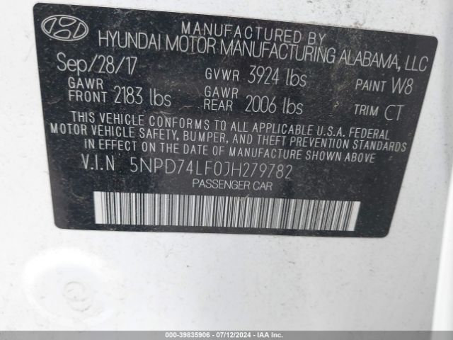 Photo 8 VIN: 5NPD74LF0JH279782 - HYUNDAI ELANTRA 