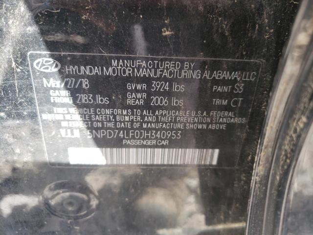 Photo 9 VIN: 5NPD74LF0JH340953 - HYUNDAI ELANTRA SE 