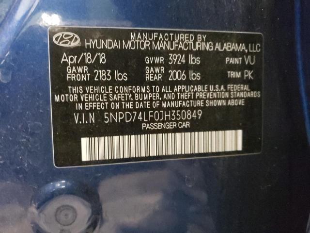 Photo 9 VIN: 5NPD74LF0JH350849 - HYUNDAI ELANTRA SE 