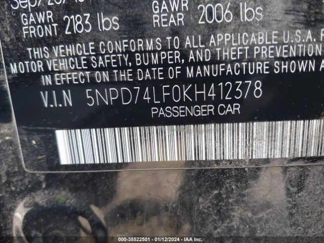 Photo 8 VIN: 5NPD74LF0KH412378 - HYUNDAI ELANTRA 