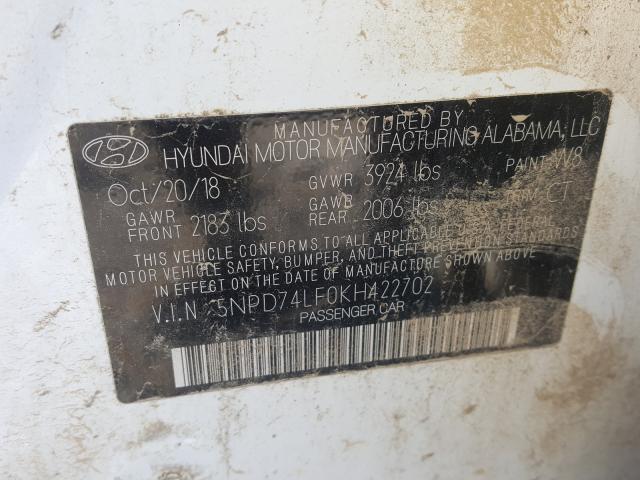 Photo 9 VIN: 5NPD74LF0KH422702 - HYUNDAI ELANTRA SE 