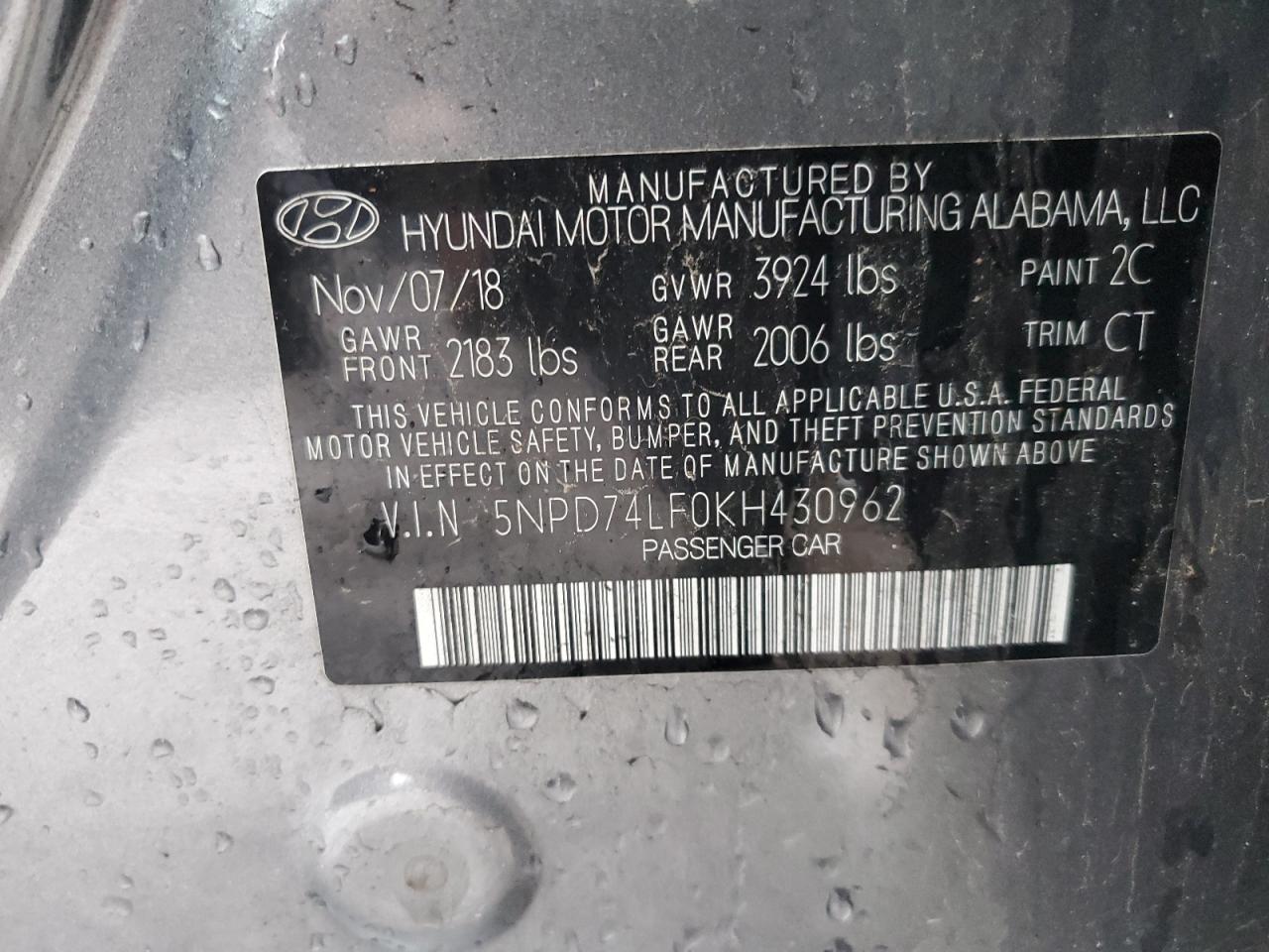 Photo 11 VIN: 5NPD74LF0KH430962 - HYUNDAI ELANTRA 