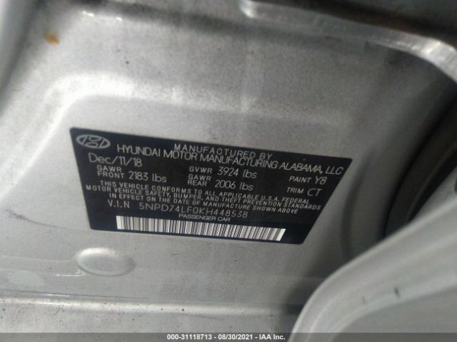 Photo 8 VIN: 5NPD74LF0KH448538 - HYUNDAI ELANTRA 