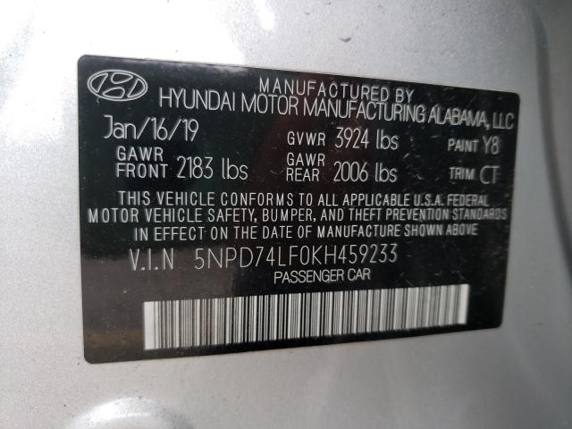 Photo 9 VIN: 5NPD74LF0KH459233 - HYUNDAI ELANTRA SE 