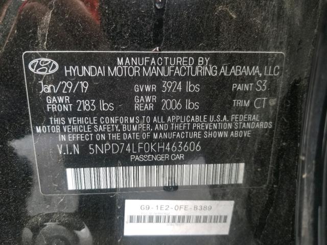 Photo 9 VIN: 5NPD74LF0KH463606 - HYUNDAI ELANTRA SE 