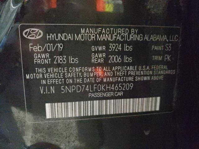 Photo 9 VIN: 5NPD74LF0KH465209 - HYUNDAI ELANTRA SE 