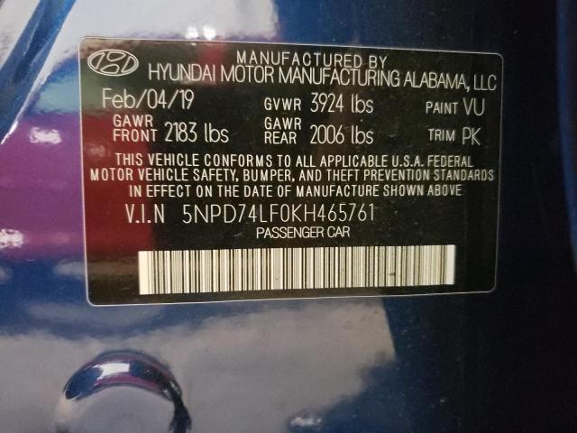 Photo 11 VIN: 5NPD74LF0KH465761 - HYUNDAI ELANTRA SE 