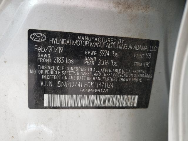 Photo 9 VIN: 5NPD74LF0KH471124 - HYUNDAI ELANTRA SE 