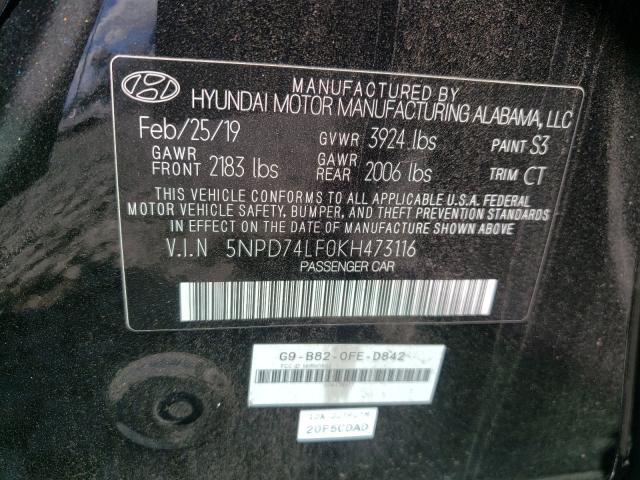 Photo 9 VIN: 5NPD74LF0KH473116 - HYUNDAI ELANTRA SE 