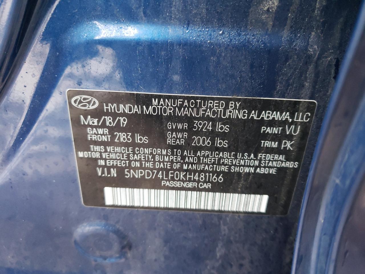 Photo 11 VIN: 5NPD74LF0KH481166 - HYUNDAI ELANTRA 