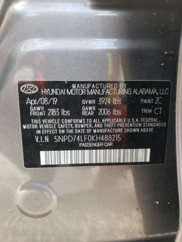 Photo 9 VIN: 5NPD74LF0KH488215 - HYUNDAI ELANTRA SE 