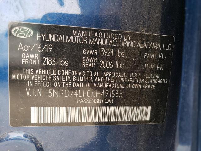 Photo 11 VIN: 5NPD74LF0KH491535 - HYUNDAI ELANTRA 