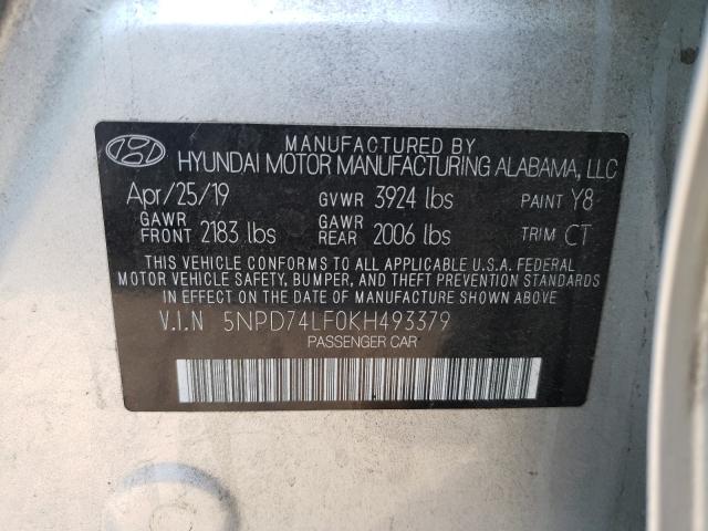 Photo 9 VIN: 5NPD74LF0KH493379 - HYUNDAI ELANTRA SE 