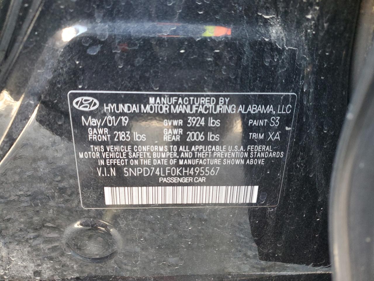 Photo 11 VIN: 5NPD74LF0KH495567 - HYUNDAI ELANTRA 