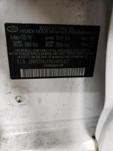 Photo 12 VIN: 5NPD74LF0KH496427 - HYUNDAI ELANTRA 