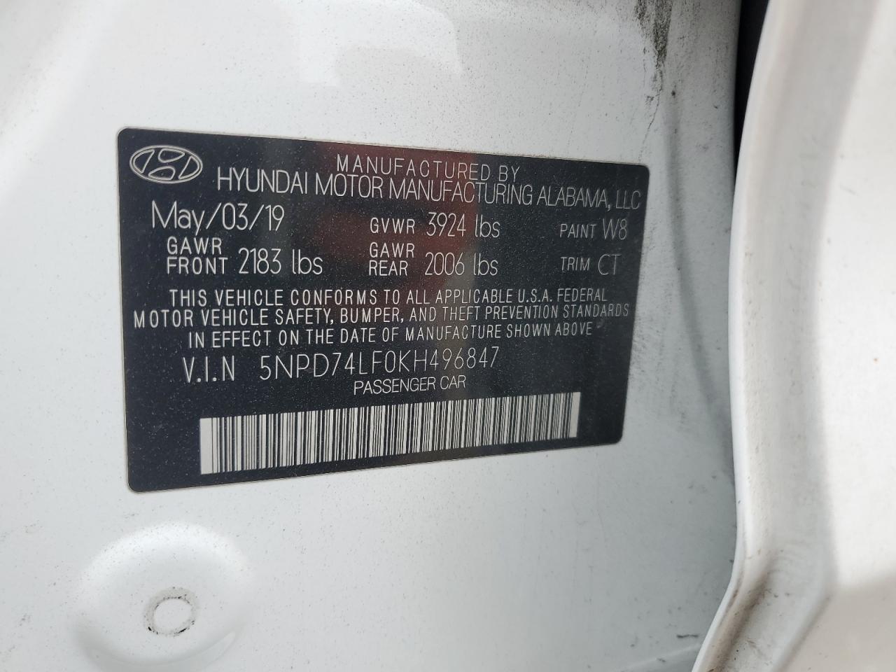 Photo 11 VIN: 5NPD74LF0KH496847 - HYUNDAI ELANTRA 