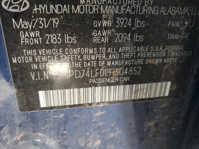 Photo 9 VIN: 5NPD74LF0LH504852 - HYUNDAI ELANTRA SE 