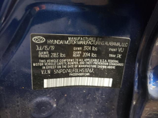 Photo 9 VIN: 5NPD74LF0LH511767 - HYUNDAI ELANTRA SE 