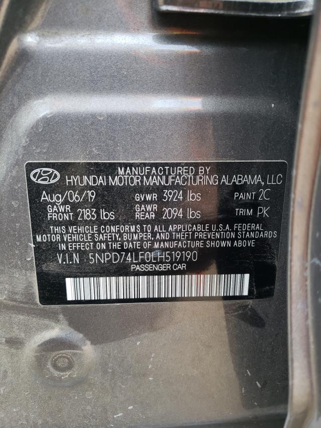 Photo 9 VIN: 5NPD74LF0LH519190 - HYUNDAI ELANTRA SE 