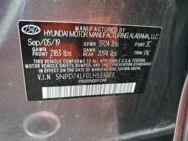 Photo 9 VIN: 5NPD74LF0LH533073 - HYUNDAI ELANTRA SE 