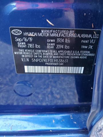 Photo 12 VIN: 5NPD74LF0LH538631 - HYUNDAI ELANTRA SE 