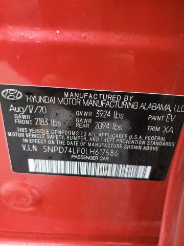 Photo 11 VIN: 5NPD74LF0LH617586 - HYUNDAI ELANTRA SE 