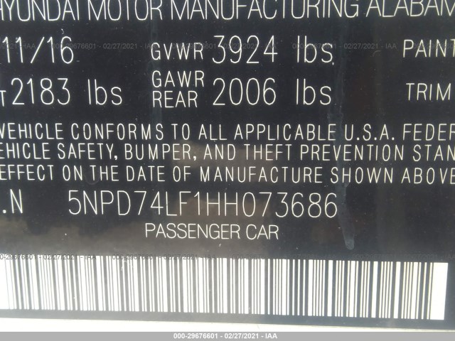 Photo 8 VIN: 5NPD74LF1HH073686 - HYUNDAI ELANTRA 