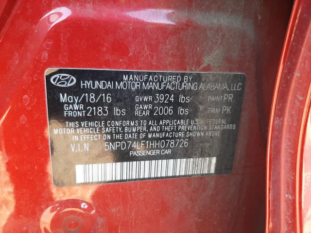 Photo 9 VIN: 5NPD74LF1HH078726 - HYUNDAI ELANTRA SE 