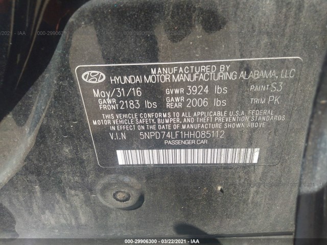 Photo 8 VIN: 5NPD74LF1HH085112 - HYUNDAI ELANTRA 